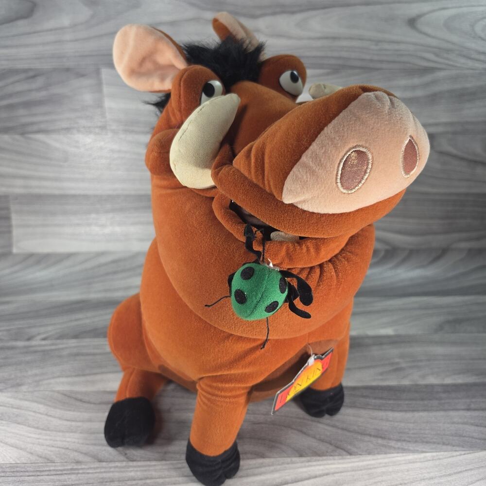 Disney Store The Lion King 14" Tall Pumbaa With Grub Plush Stuffed Animal Toy